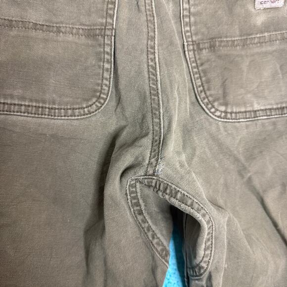 Carhartt Double Knee Carpenter Pants 33x34 Olive Green Distressed Y2K Workwear - Picture 16 of 16